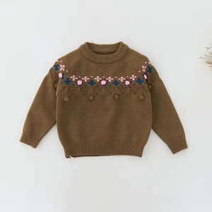 Suéter <span class=keywords><strong>de</strong></span> Invierno Cálido <span class=keywords><strong>para</strong></span> Niñas <span class=keywords><strong>de</strong></span> Alta Calidad, Diseño Bordado con Estampado Floral <span class=keywords><strong>para</strong></span> Bebés y Niños Pequeños, <span class=keywords><strong>Cuello</strong></span> Alto - Product Image 3
