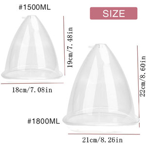 2 unidades de copas de succión de vacío de 180/150 ml para aumento de <span class=keywords><strong>senos</strong></span> y levantamiento de glúteos, con bomba de succión, copa de masaje potenciadora de repuesto y juego de mangueras - Product Image 2