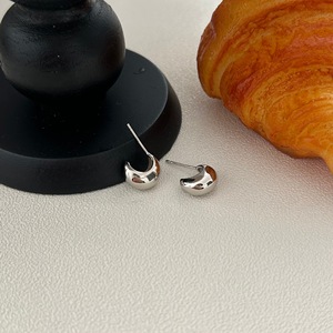 S925 Sterling <b>Silver</b> C Shaped <b>Stud</b> Earrings Geometric Minimalist Design Everyday Wear - Product Image 1