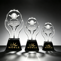 Copa de Cristal Noble con Base Negra Brillante y Doble Curva para Softbol, Texto Láser Personalizado, Recuerdo de Campeón de Liga