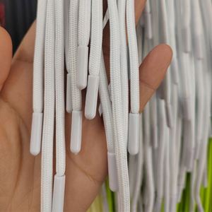 CQ Custom Flat Printing Logo <b>Drawstring</b> 100% Polyester Braided Tipped Finish Elastic Cord/Rope for Garment Bags - Product Image 1