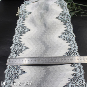 Penjualan Terbaik Lingerie mewah spandeks nilon tali elastis melar renda kain untuk wanita 23CM renda melar biru muda lembut - Product Image 3