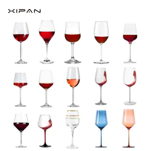 Customized elegant glass champagne glasses of various sizes and crystal red wine glasses set