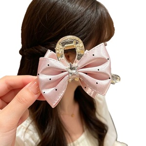 French polka dot <b>bow</b> hair <b>clip</b>, sweet and girly pearl heart style, fashionable and versatile side <b>clip</b>, new princess hair - Product Image 5