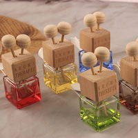 Bouchon en bois Vent Clip Vide 8ml Verre Carré Forme Coloré Bouteilles De Parfum De Voiture Désodorisant Parfum Diffuseur Bouteille pour Voiture