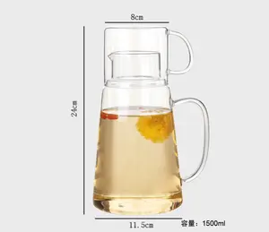 เหยือกชาเย็นแก้วน้ำ Carafe ปลอดภัยหรูหราด้วยถ้วยแก้วสำหรับน้ำผลไม้