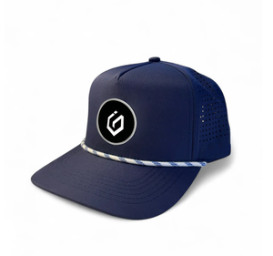 Casquette de baseball à visière incurvée brodée avec logo personnalisé, design bicolore à 5 panneaux pour homme, polyester et élasthanne, chapeau de golf perforé pour le sport - Product Image 5