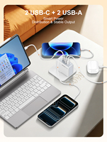 LDNIO A4403C-1 Pengisi Daya Portabel Ringkas 20W Dual USB-C + Dual USB-A Port Pengisi Daya Ponsel Pengisi Daya Perjalanan Dengan Kabel Pengisi Daya 1M