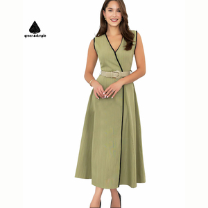 piping dress design Blue Principles Piping Detail Tie Waist Midi Dress