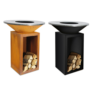 Brasero extérieur moderne en acier Corten avec design de poêle à bois, finition mate, durable pour le chauffage extérieur - Product Image 2