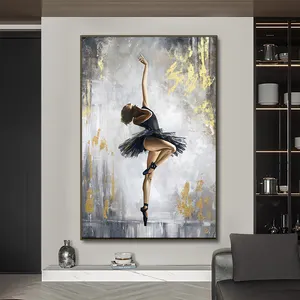 Top vendas bailarina menina pintura a óleo sobre tela retrato abstrato parede arte fotos e cartazes para decoração home