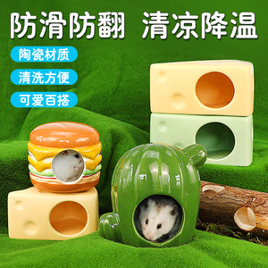 Nid en céramique pour hamster, maison ronde rafraîchissante pour petits animaux, utilisation estivale - Product Image 3