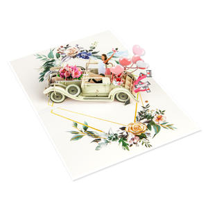 Tarjeta de Felicitación 3D Pop-Up Personalizada, Hecha a Mano, con Escultura de Papel, Diseño de Auto Vintage para San Valentín o Boda, Impresión UV, Laminación Mate - Product Image 2