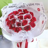 Kertas pembungkus bunga warna polos mewah jaring kasa tahan air baru kertas pembungkus kustom Hari Valentine motif bunga
