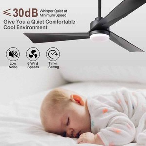 Ventilador de techo de estilo europeo para el hogar, ventilador de techo empotrado con iluminación de motor de CA de 6 velocidades con control remoto - Product Image 2