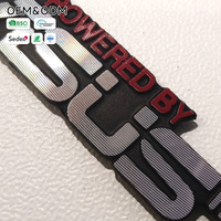 Insignia Metálica Personalizada para Equipos de Juego, Corte de Diamante 3D, Logotipo Tricolor Rojo, Negro y Plateado, Placa con Nombre con Corte CNC de Diamante 3D