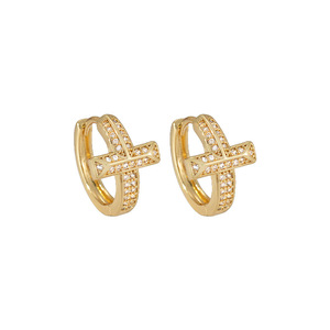 Pendientes Cruzados de Oro con Diamantes, Forma Geométrica, Joyería de Moda para Uso Diario - Product Image 4