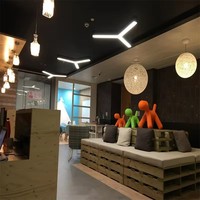 Vente chaude suspension de bureau led suspension lampe intérieure circulaire noir et blanc plafond doublure garages lumières carrées