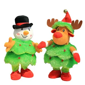 Hot Selling 13*35Cm Cute Dancing Christmas Tree Penguin Snowman Deer Oem New Custom Plush Christmas Decorations Custom Plush Toy