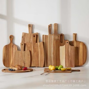 Tabla de cortar de madera de acacia con asa, rectangular, para cocina, para cortar frutas, carne, pizza, madera maciza, diseño original - Product Image 1