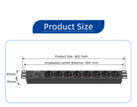 Unités de distribution d'énergie en rack PDU de type français, 19 pouces, 1U, 16A, 250V, protection contre les surtensions à 8 voies