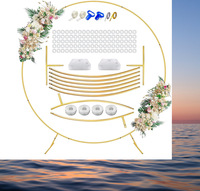 Support d'arche de ballons circulaire en métal doré de 5,3 pi, 6 pi, 6,6 pi, 7,2 pi avec accessoires pour décoration de fête d'anniversaire et de mariage