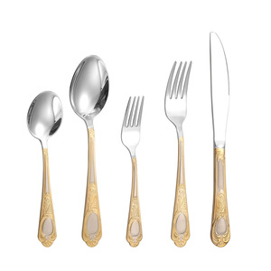 Ensemble de couverts occidentaux en acier inoxydable, couteaux, fourchettes, cuillères, design élégant, vaisselle de fête - Product Image 4