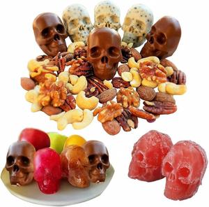 3D Eco-Friendly Skull Silicone Ice Molds 4 Hole Cavity Skeleton Ice Cube Tray for Halloween Cocktails Whiskey <b>Chocolate</b> - Product Image 5