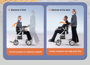 歩行可能なアルミ製ウォーカー & ロールレータ高齢者トレーニングシート付き折り畳み式 - Product Image 4