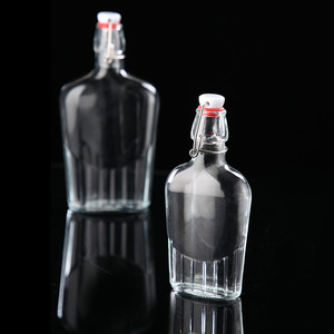 Bouteille d'eau en verre à boire souple transparente avec couvercle à pince/récipient à boisson à dessus pivotant hermétique de style spécial 500 250 ml - Product Image 6