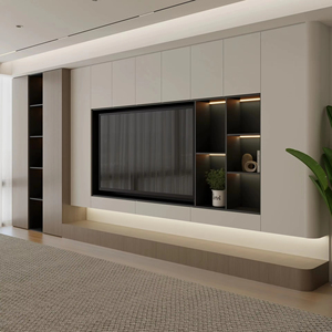Juego de gabinete de TV que ahorra espacio con almacenamiento incorporado, <span class=keywords><strong>sala</strong></span> de estar moderna <span class=keywords><strong>para</strong></span> Consola de madera, dormitorio y hotel - Product Image 1
