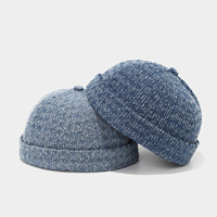 Casquette de baseball en jean à imprimé abstrait bleu - Casquette de papa vintage texturée délavée avec visière pliée et sangle réglable unisexe