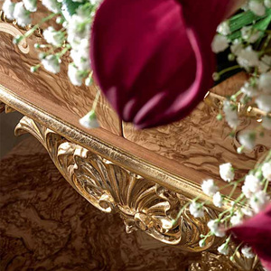 Table console <span class=keywords><strong>de</strong></span> style français dorée avec miroir, sculpture <span class=keywords><strong>en</strong></span> bois classique royale, décoration <span class=keywords><strong>en</strong></span> feuille d'<span class=keywords><strong>or</strong></span>, luxe, salon, villa, bois massif - Product Image 4