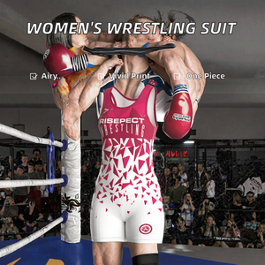 Traje de Lucha Libre de Una Pieza para Mujer, Sublimado, con Logotipo Frontal, Transpirable, con Bloques de Color, Elástico, para Grappling y Práctica - Product Image 2