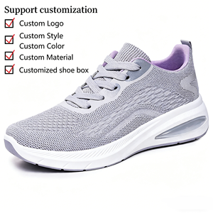 Zapatillas deportivas casuales de <span class=keywords><strong>mujer</strong></span> de color liso con parte superior de malla y tacón bajo, estilo nuevo primavera 2026, suela blanda, cómodas para correr y <span class=keywords><strong>tenis</strong></span>, con cordones. - Product Image 1