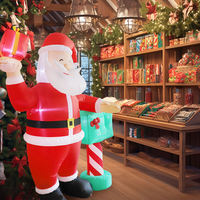 Vente directe d'usine Décoration de jardin gonflable Père Noël pour fête de Noël Père Noël souriant avec boîte cadeau