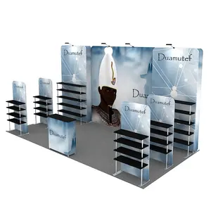 new design trade show custom display advertising fabric shelf stand 10x20ft portable aluminum modular exhibition booth stall