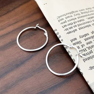 Real Pure Solid 925 <b>Sterling</b> <b>Silver</b> <b>Hoop</b> Earrings For Women Kids Girl Jewelry Circle <b>Hoop</b> Female Earrings - Product Image 2