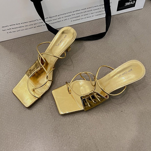 Nuevas Sandalias Doradas de Verano para Mujer, Tacones Altos, Sandalias de Punta Descubierta, Zapatos de Vestir para Fiesta, Sandalias de Vacaciones, Sandalias Mujer - Product Image 3