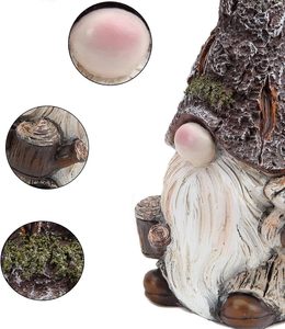 Decoración de Estatua de gnomos de jardín, decoraciones para exteriores, figurita de interior Color de piedra de madera para decoración del hogar. - Product Image 4