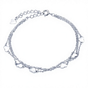 Hot Selling S925 Sterling <b>Silver</b> Rhodium Plated Zircon Claw Setting Triple Chain Connection <b>Charm</b> <b>Bracelet</b> Classic Multiple - Product Image 2