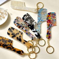 Pendentif peigne professionnel en acétate style français, texture marbre tendance, breloque de sac, mini outil capillaire, porte-clés, vente en gros
