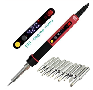 CXG E60w/90W/110W LCD Nhiệt Độ Kỹ Thuật Số LED Có Thể Điều Chỉnh Điện Hàn Sắt EU Cắm + 10Pcs Mẹo Hàn Với Chủ - Product Image 3