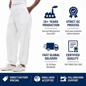 <span class=keywords><strong>Pantaloni</strong></span> Jogger Bianchi a Vita Alta <span class=keywords><strong>con</strong></span> Zip, Gamba Dritta e Vestibilità Comoda, <span class=keywords><strong>Pantaloni</strong></span> Sportivi da Donna <span class=keywords><strong>con</strong></span> Cerniera Laterale, Produzione all'Ingrosso OEM Personalizzata - Product Image 4