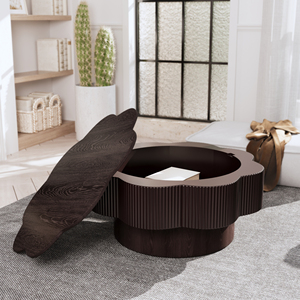 Convertible <b>Oval</b> <b>Coffee</b> <b>Table</b> with Storage Solid Wood Veneered Modern Design Decorative Eco-Friendly for Living Room & Bedroom - Product Image 1
