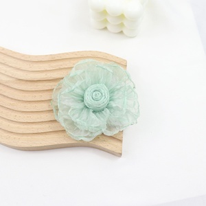 Mão-Burned DIY Broche Wrinkled Organza Gauze Rose Flowers Hair Bags Artesanato Acessórios para cocar e roupas - Product Image 3