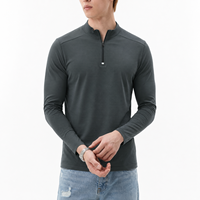 Haut de sport pour homme à manches longues, col montant, demi-zip, personnalisé, léger, respirant, pour la gym, la course, le fitness et l'entraînement