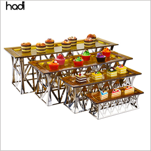 Elevación de acero inoxidable para Banquete de buffet con placa de vidrio, mesa rectangular para <span class=keywords><strong>catering</strong></span> de bodas para uso en hoteles - Product Image 6