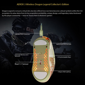 <span class=keywords><strong>Souris</strong></span> <span class=keywords><strong>sans</strong></span> <span class=keywords><strong>fil</strong></span> <span class=keywords><strong>SteelSeries</strong></span> XCS2 Dragon Lore WL Aerox 3 WL, collaboration Dragon Legend - Product Image 3