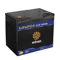 Batería de Litio-Ferrofosfato (LiFePO4) Líquida Wiren de 12V 60Ah, Ciclo Profundo, 768Wh, BMS, 6000 Ciclos, Electrónica de Consumo, -20 a 60°C, Modelo W1260